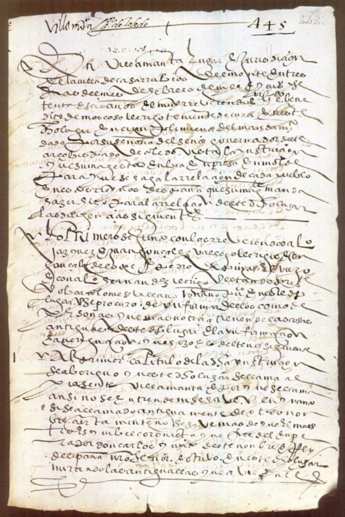 Documento histórico manuscrito relacionado con Villamanta.